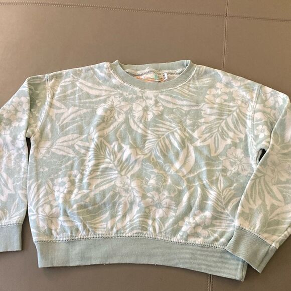 Vintage Havana Girls Sweatshirt in  Mint & White Tropical Print. Size L (14). - Picture 1 of 8